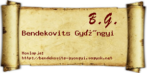 Bendekovits Gyöngyi névjegykártya